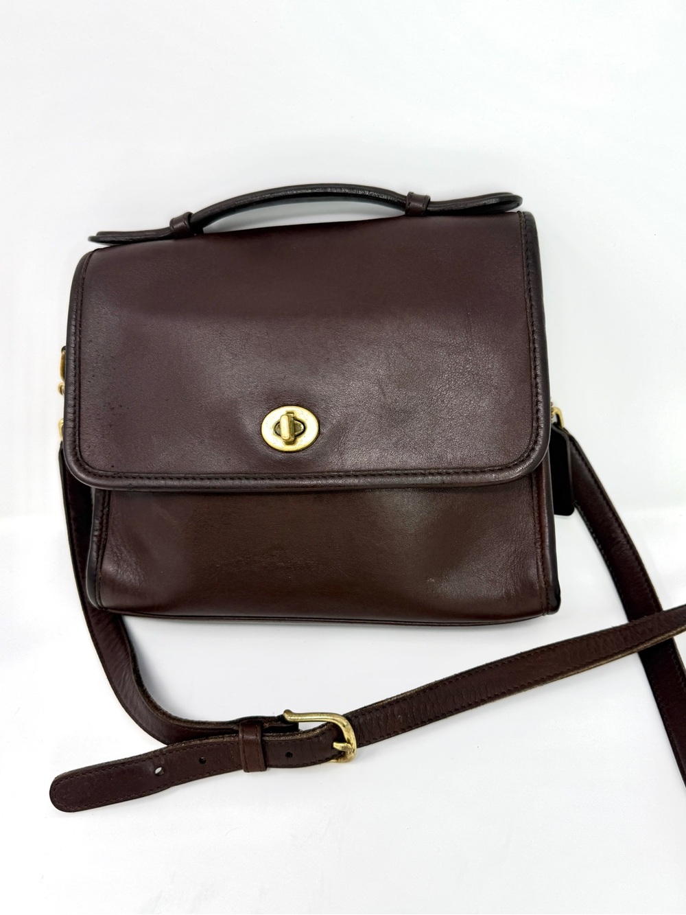 Coach Court Vintage Brown Glove Tanned Leather Top Handle Crossbody Bag D2P-9870 - Picture 17 of 17